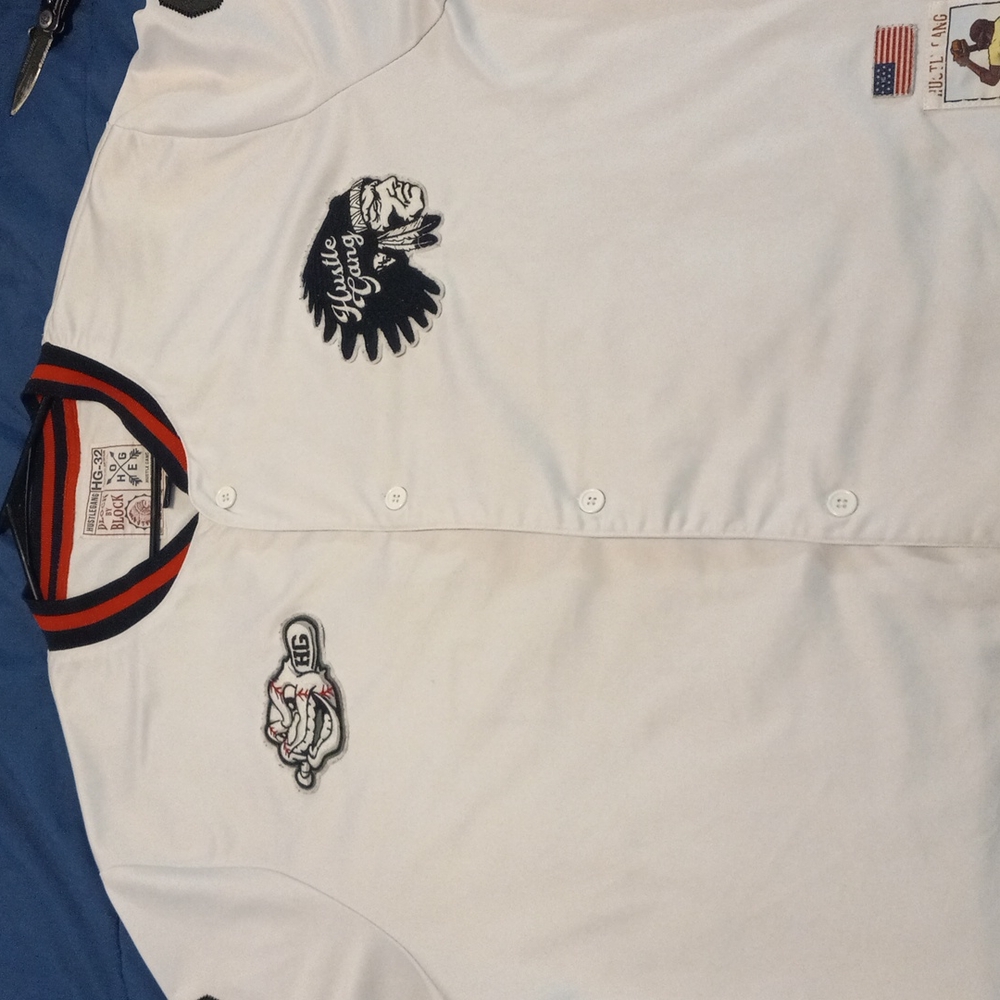Hustle gang  xxl white polyester jersey